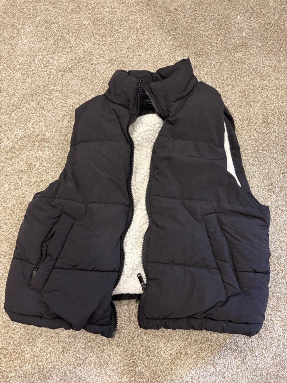 Love Tree Black Vest with Cream Sherpa Lining
